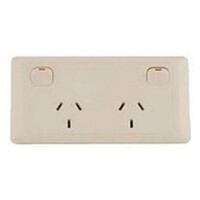 CMS Double Beige 10AMP Power Outlet W/20AMP Install Couplers. J16.2BG