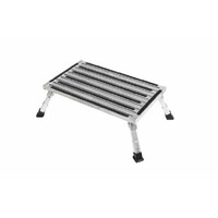 Extra large platform single folding step with adjustable height legs