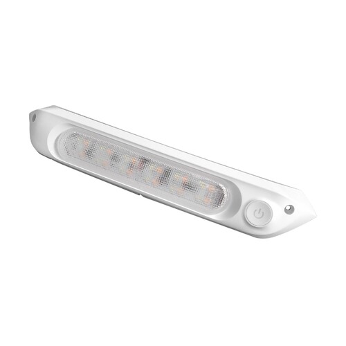WHITE 287mm 12V LED AWNING LIGHT WITH WHITE LIGHTS AND SWITCH IP67